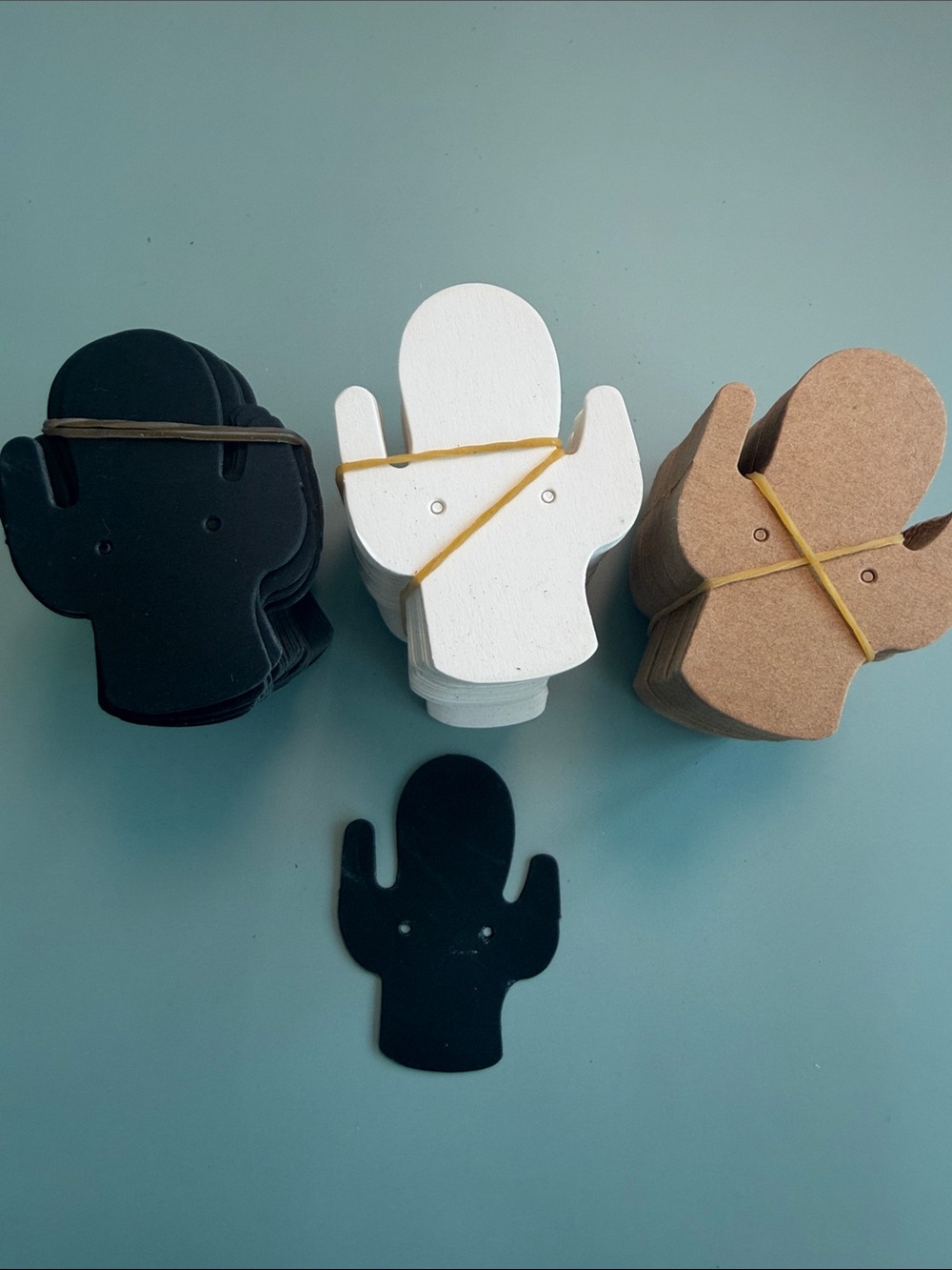 300 Cactus-Shaped Cardboard Craft Cutouts - Black, White, Tan for Earrings